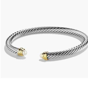 David Yurman Classic Cable Bracelet Sterling Silver with 14K Yellow Gold & Pearl